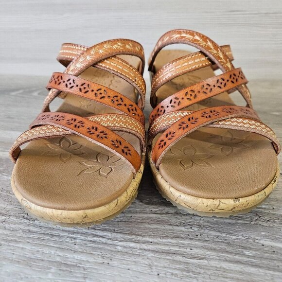 Skechers Tiger Posse Luggage Slide Cork Wedge Vegan Strappy Sandals Beverlee 8 - Picture 6 of 15